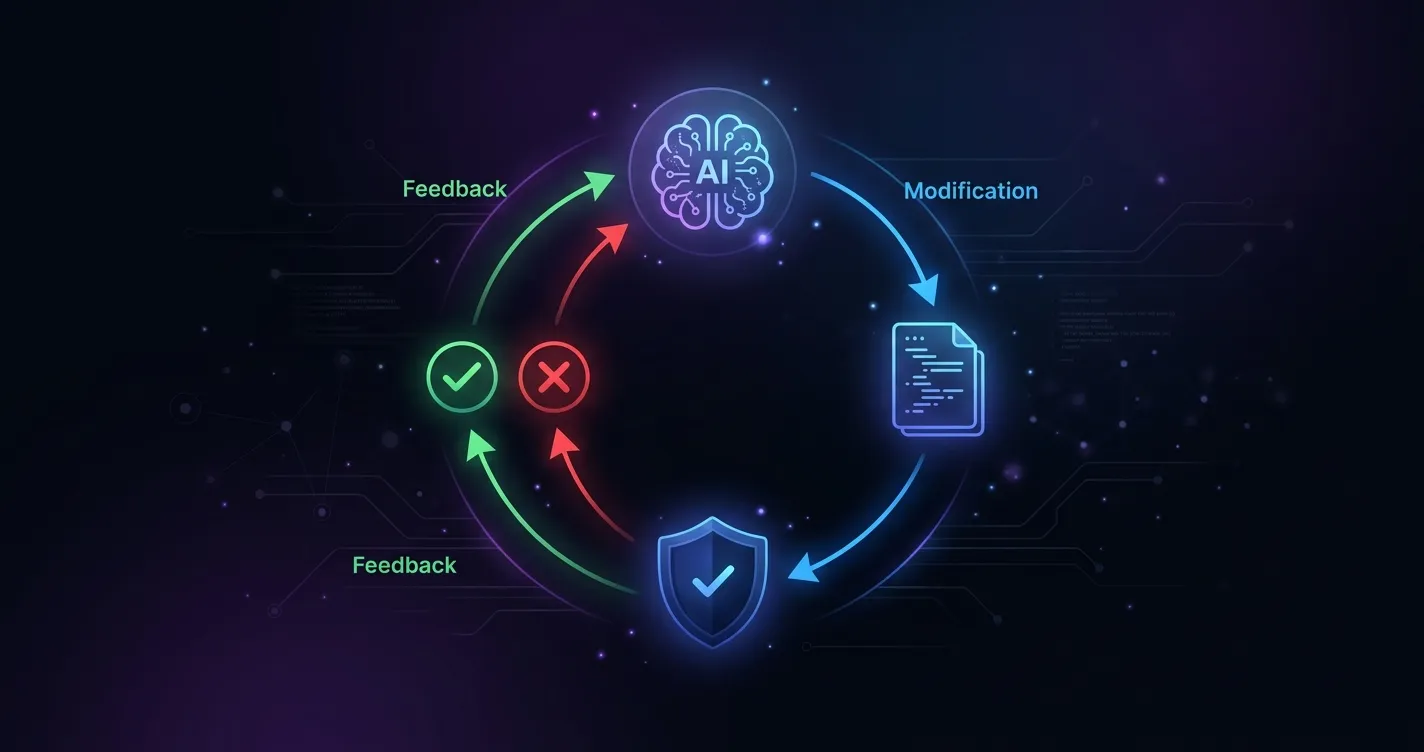 The agent's self-correction loop: modification → validation → feedback → correction